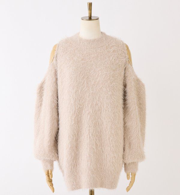  「肩あきビジューニットミニワンピ」|ワンピース|