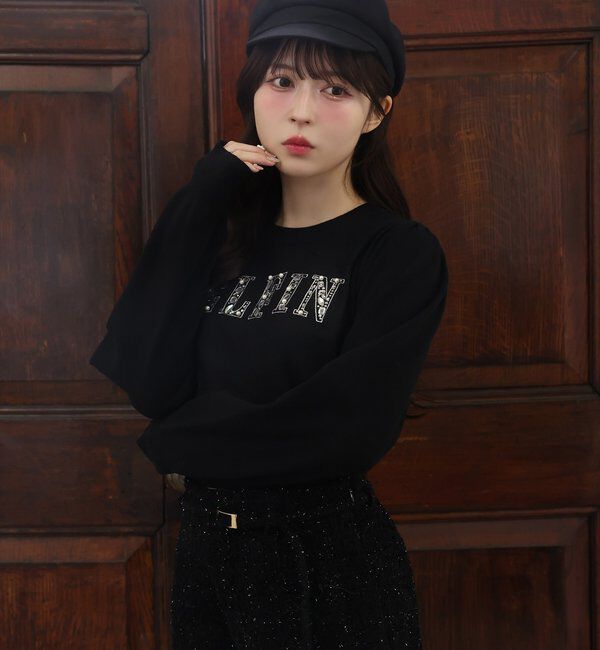  「キラキラビジューロゴニット」|ニット・セーター|