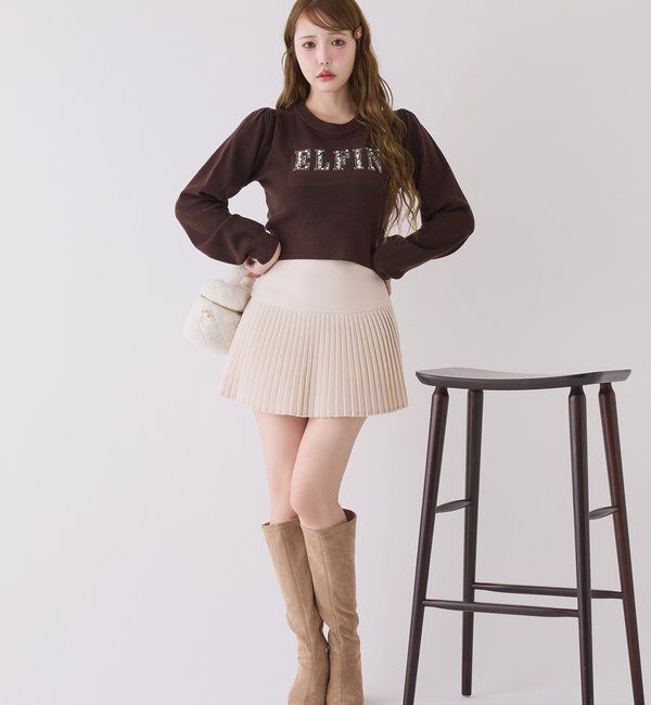  「キラキラビジューロゴニット」|ニット・セーター|