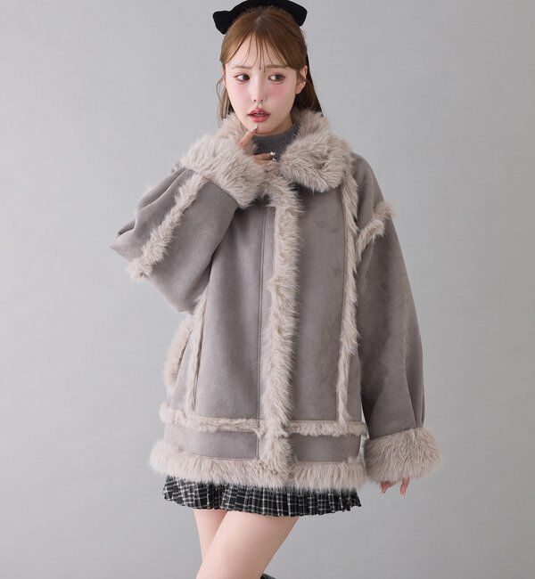  「フェイクムートンロングジャケット」|ダウンベスト・ベスト|