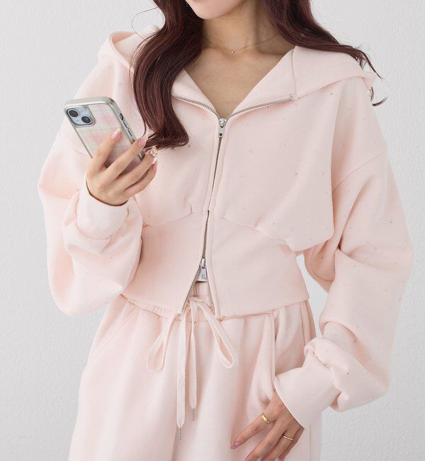  「【セットアップ可能】ビジューパーカー」|プルオーバー|