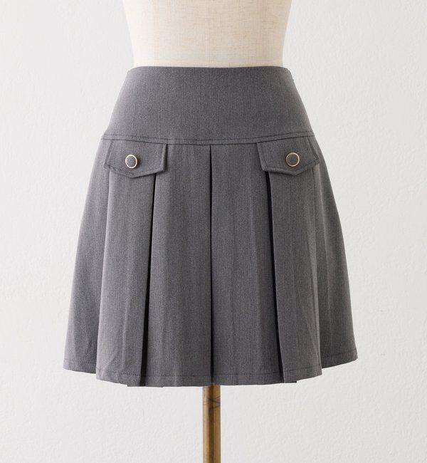  「金ボタンボックスプリーツミニスカート」|スカート|