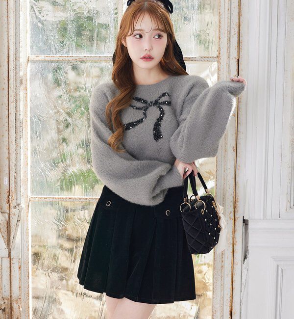  「金ボタンボックスプリーツミニスカート」|スカート|