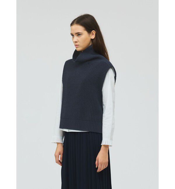 mizuiro ind「mizuiro ind ワッフルハイネックベスト」|ベスト・ジレ|