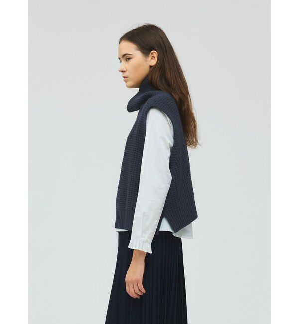 mizuiro ind「mizuiro ind ワッフルハイネックベスト」|ベスト・ジレ|