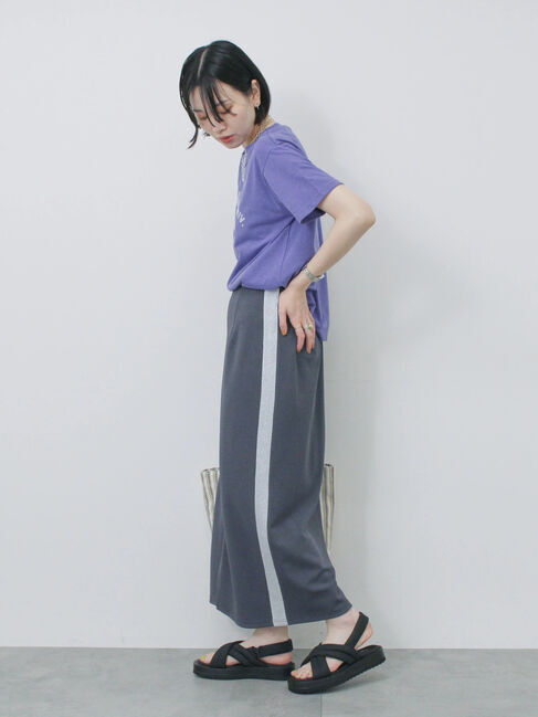 Samansa Mos2 blue「サイドラメラインスカート」|スカート|