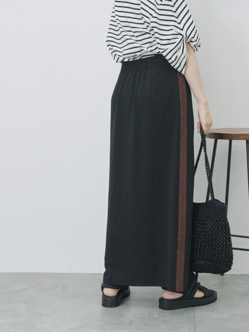 Samansa Mos2 blue「サイドラメラインスカート」|スカート|