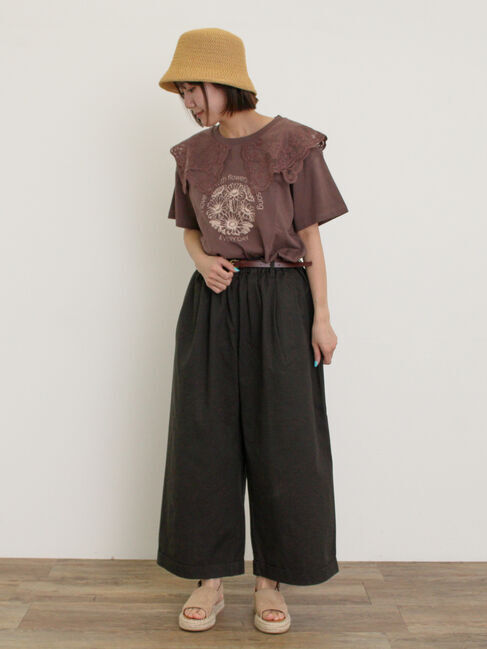 Samansa Mos2「【S/Mサイズ】ベルト付きチノワイドパンツ」|その他|