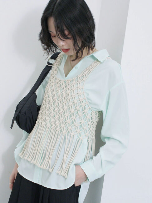 Samansa Mos2 blue「【接触冷感】マルチスタイルシャツ」|シャツ・ブラウス|ミント