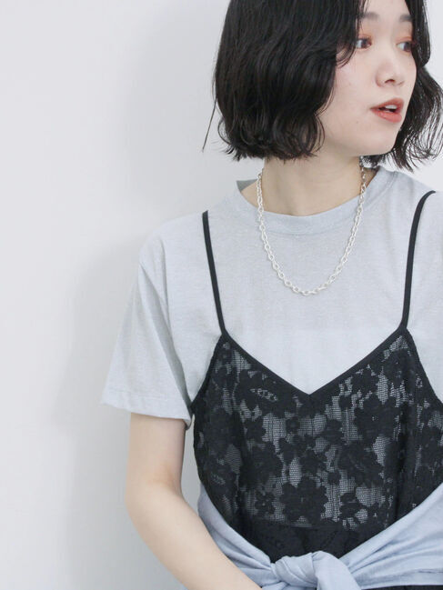 Samansa Mos2 blue「メッシュレースキャミワンピース」|ワンピース|