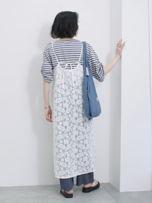 Samansa Mos2 blue「メッシュレースキャミワンピース」|ワンピース|