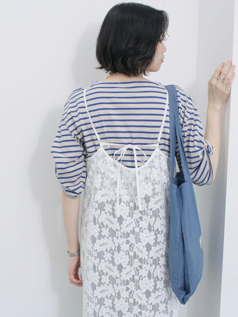 Samansa Mos2 blue「メッシュレースキャミワンピース」|ワンピース|