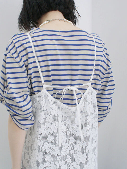 Samansa Mos2 blue「メッシュレースキャミワンピース」|ワンピース|