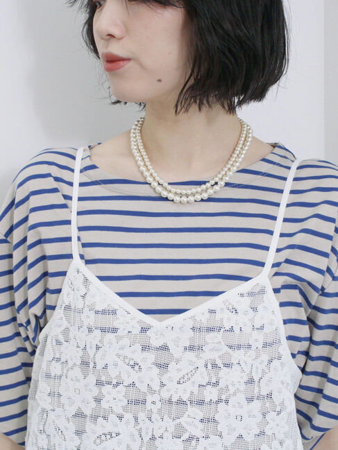 Samansa Mos2 blue「メッシュレースキャミワンピース」|ワンピース|