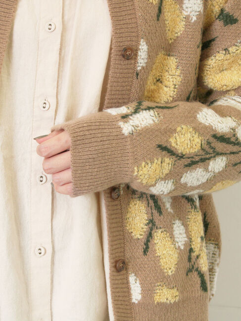 Samansa Mos2「ループ花柄ジャガードニットカーディガン」|カーディガン|