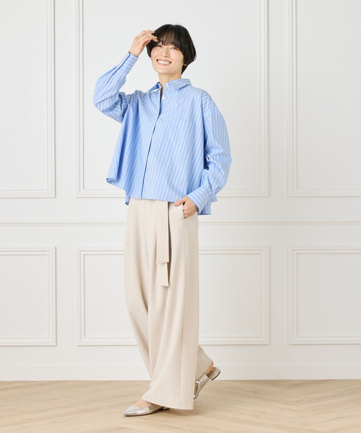 INED「《大きいサイズ》バックフレアシャツ」|シャツ・ブラウス|