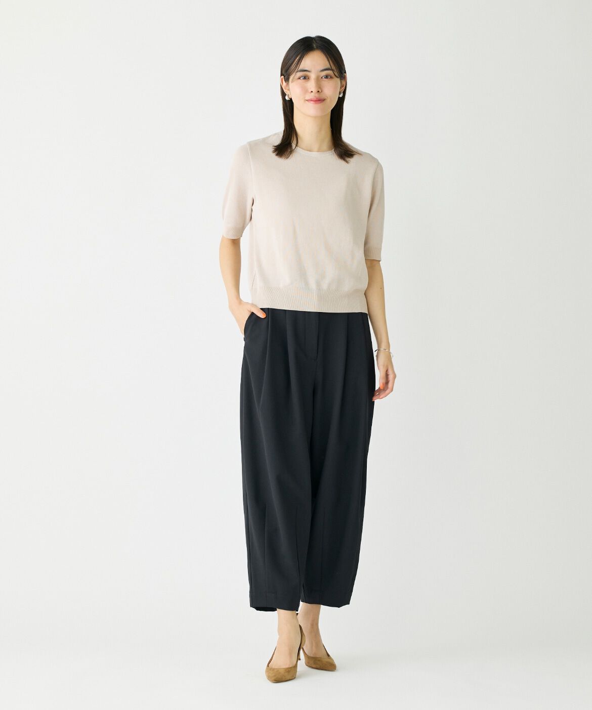 DAY by DAY it&rsquo;s international「クルーネック5分袖ニット《ガスコットン》」|ニット・セーター|