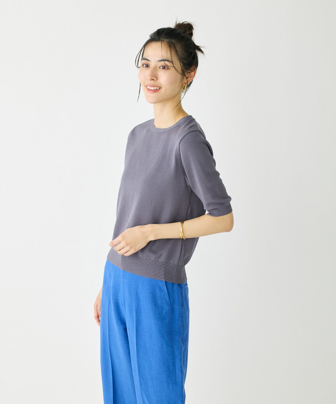 DAY by DAY it&rsquo;s international「クルーネック5分袖ニット《ガスコットン》」|ニット・セーター|