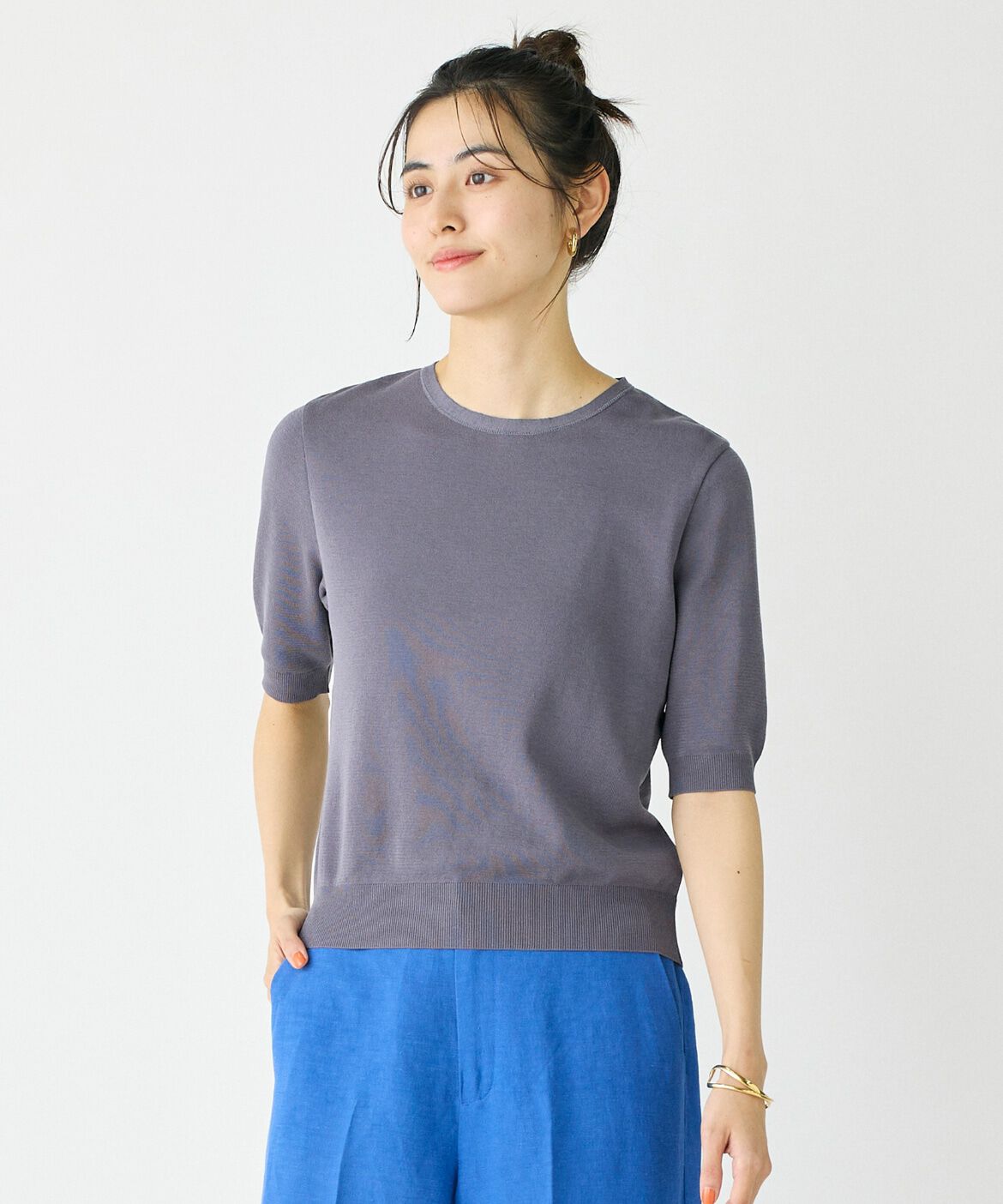 DAY by DAY it&rsquo;s international「クルーネック5分袖ニット《ガスコットン》」|ニット・セーター|