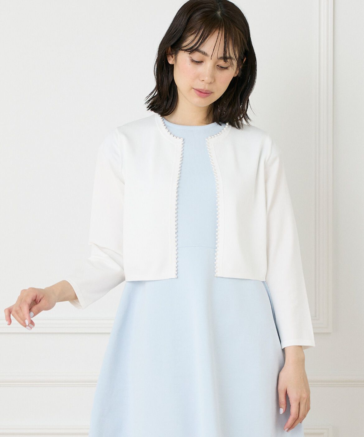 Maglie le cassetto「《M Maglie le cassetto》パールカーディガン」|ニット・セーター|ホワイト