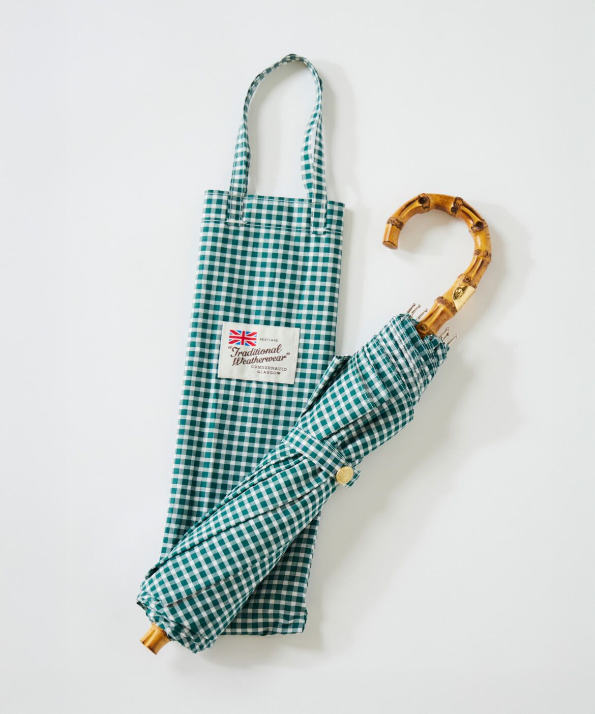 INED「《Traditional Weatherwear》フォールディングバンブー晴雨兼用傘」|傘|グリーン