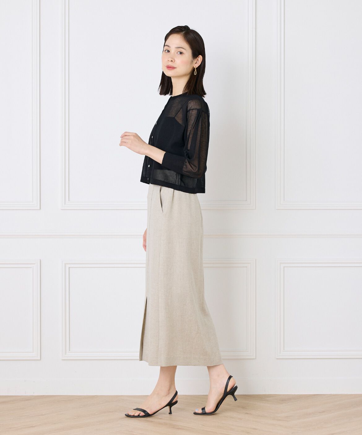 INED「シアーニットカーディガン」|カーディガン|