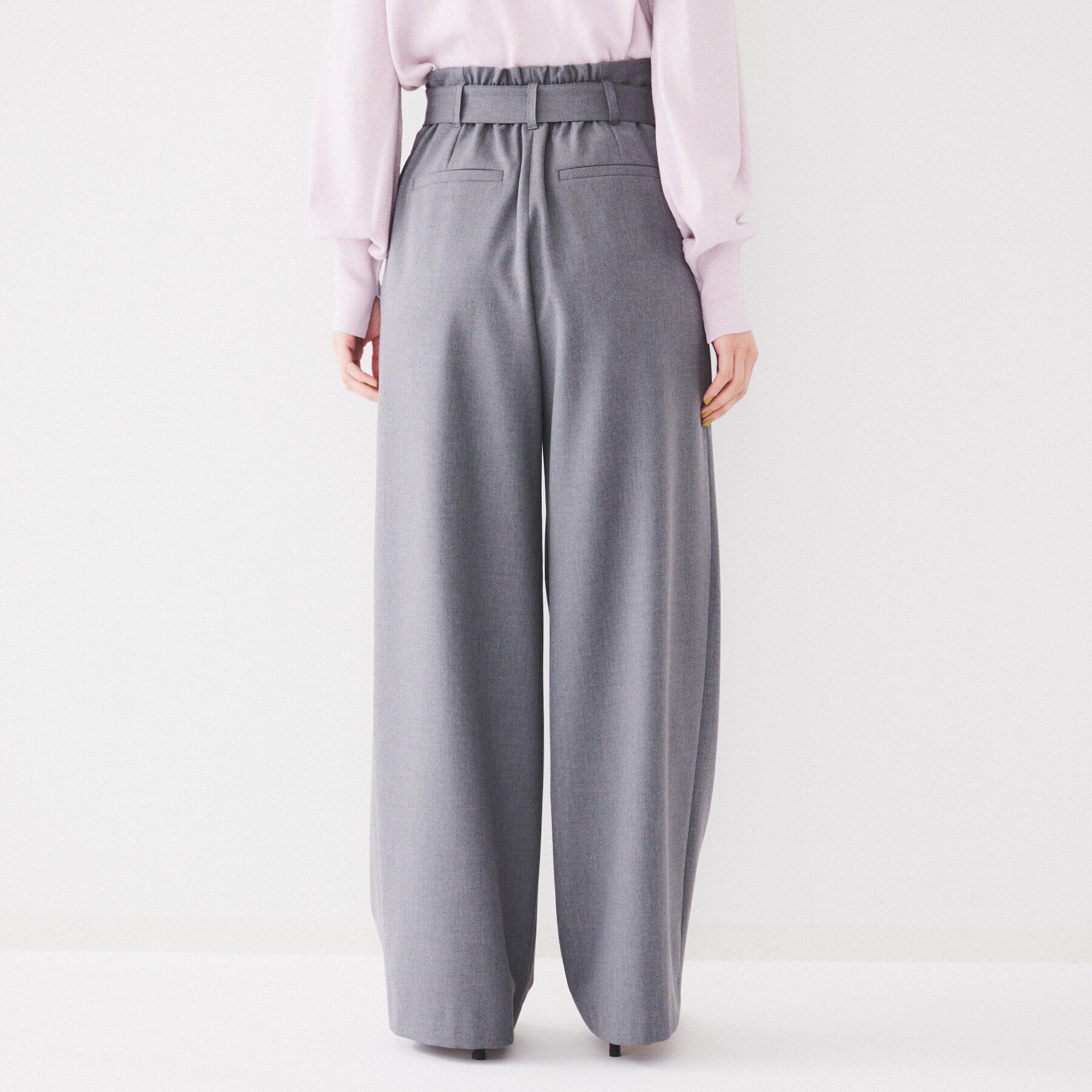 UNTITLED「【フルレングス/後ろウエストゴム】ダブルタック ハイウエストワイドパンツ」|その他|