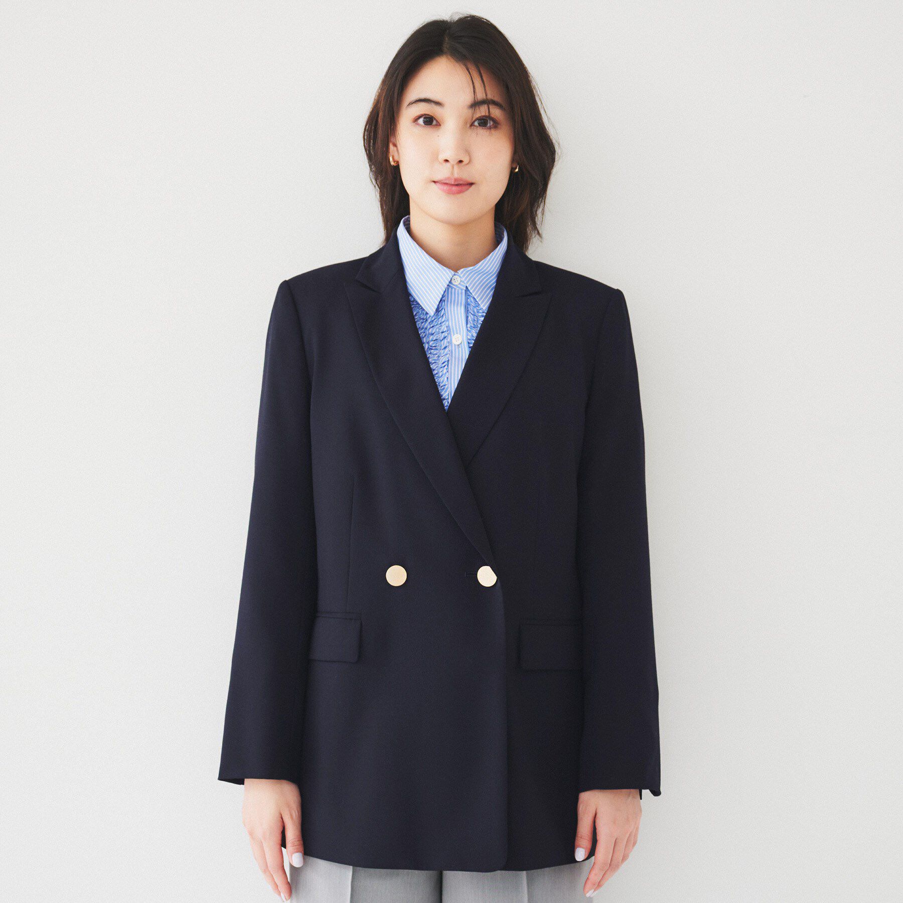 UNTITLED「【通勤/春の軽羽織り】サマーウール調 ダブルブレストジャケット」|テーラードジャケット|