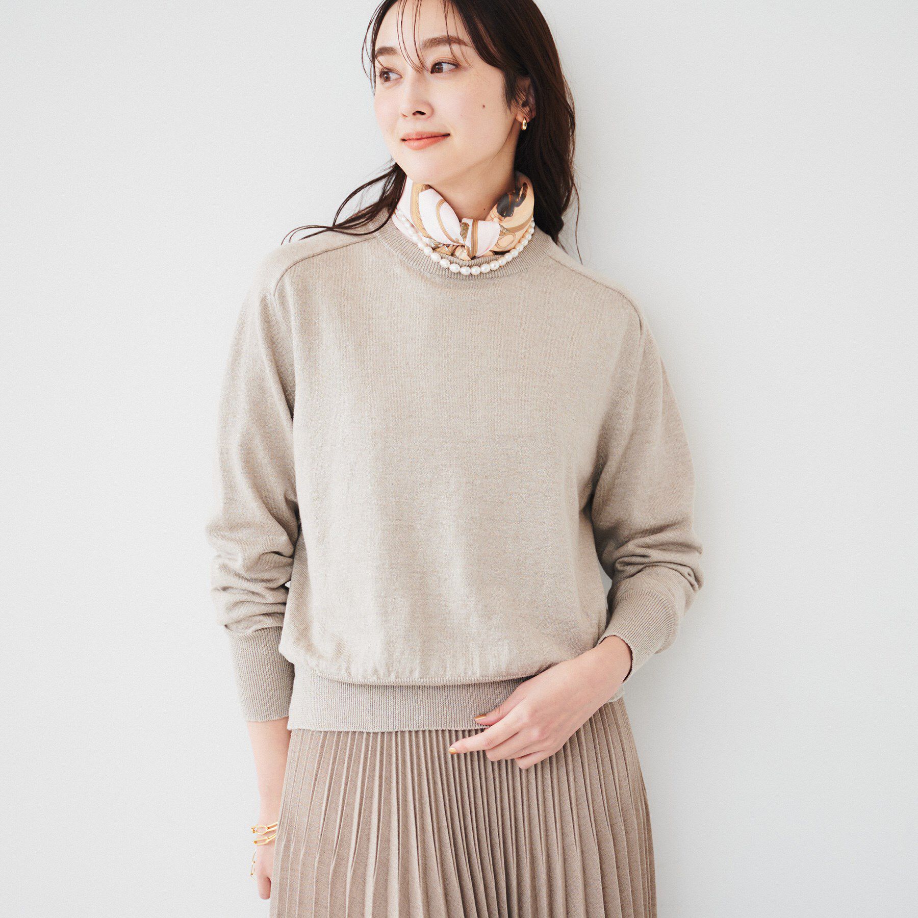 UNTITLED「【アンサンブル可能/洗える】リネン混ベーシックニット」|ニット・セーター|