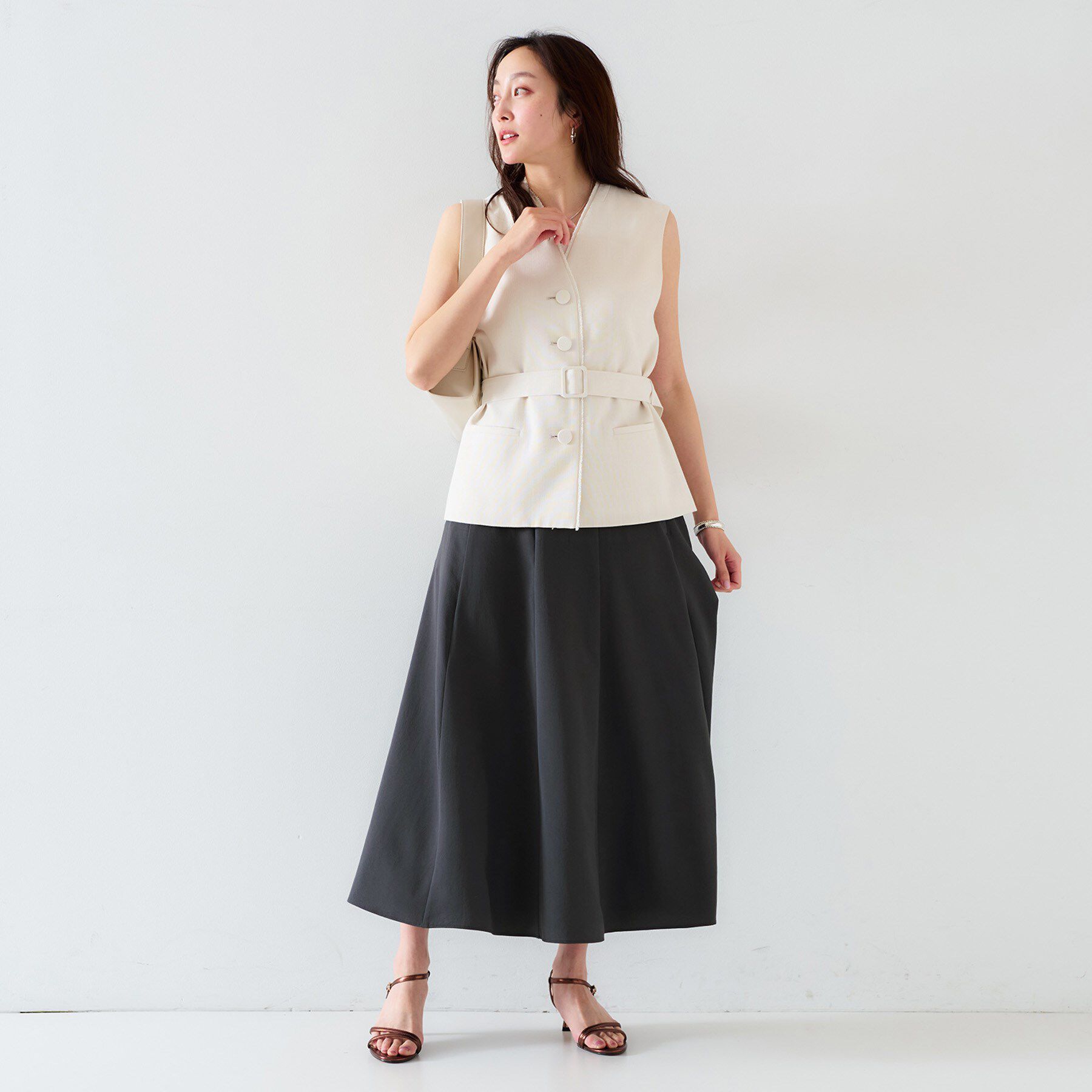 UNTITLED「【セットアップ可/接触冷感/イージーケア】リラクミスト フレアスカート」|スカート|