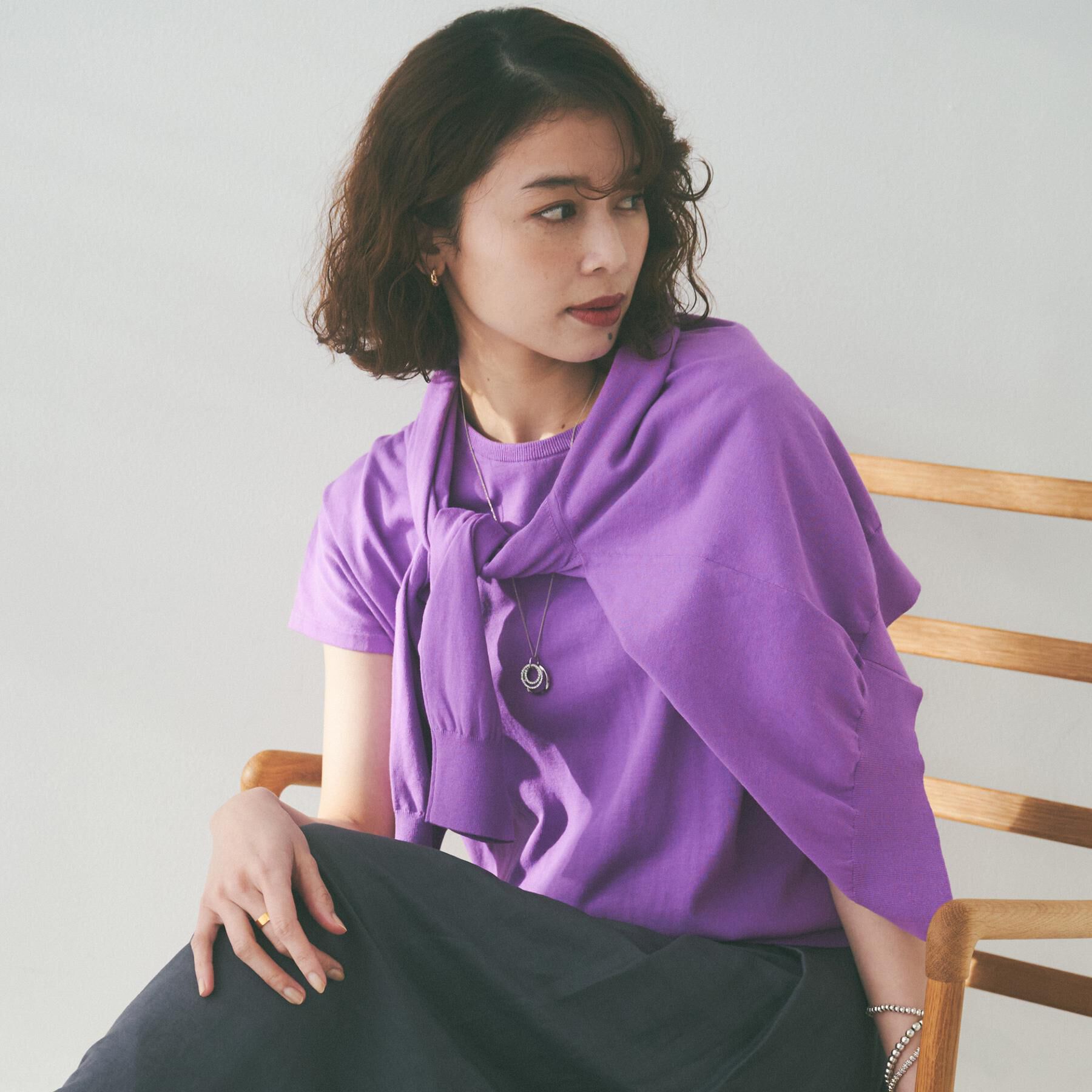 UNTITLED「【11色展開/コットン100/アンサンブル可能】 プルオーバーニット」|ニット・セーター|