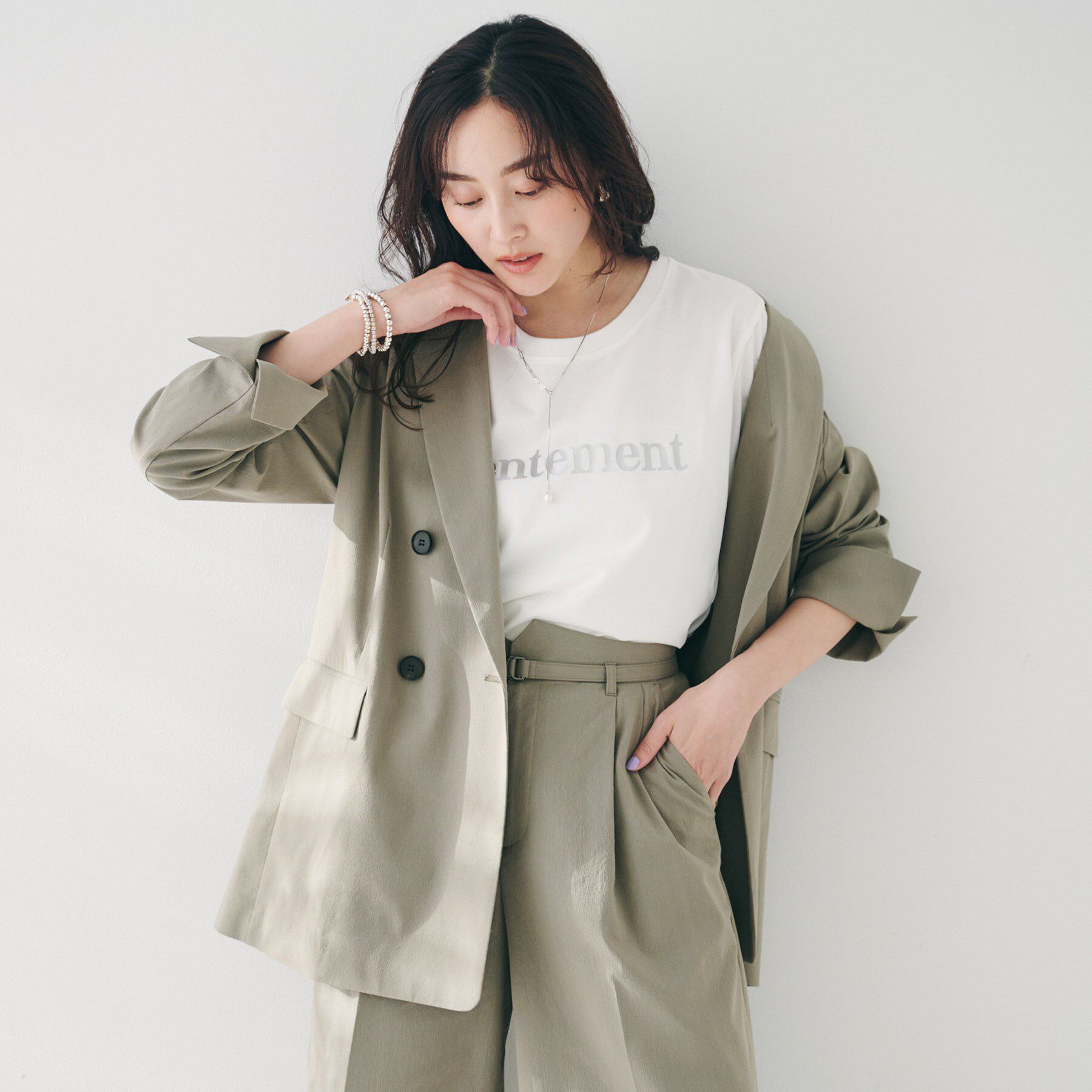 UNTITLED「【セットアップ可能／オンオフ】ラミー混 ダブルブレストジャケット」|テーラードジャケット|