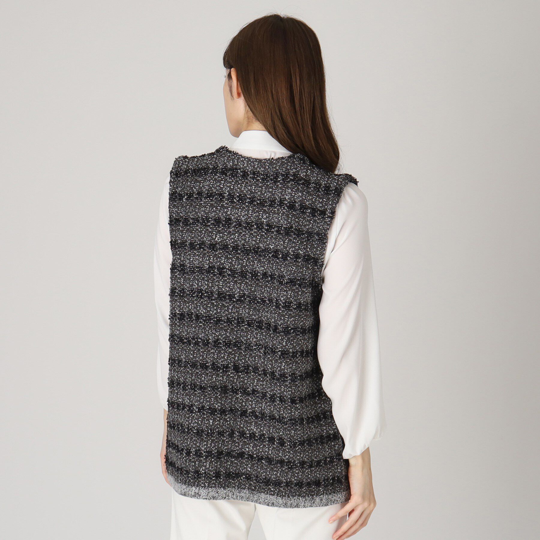 COUP DE CHANCE「【洗える】ツイード柄ニットジレ」|ベスト・ジレ|