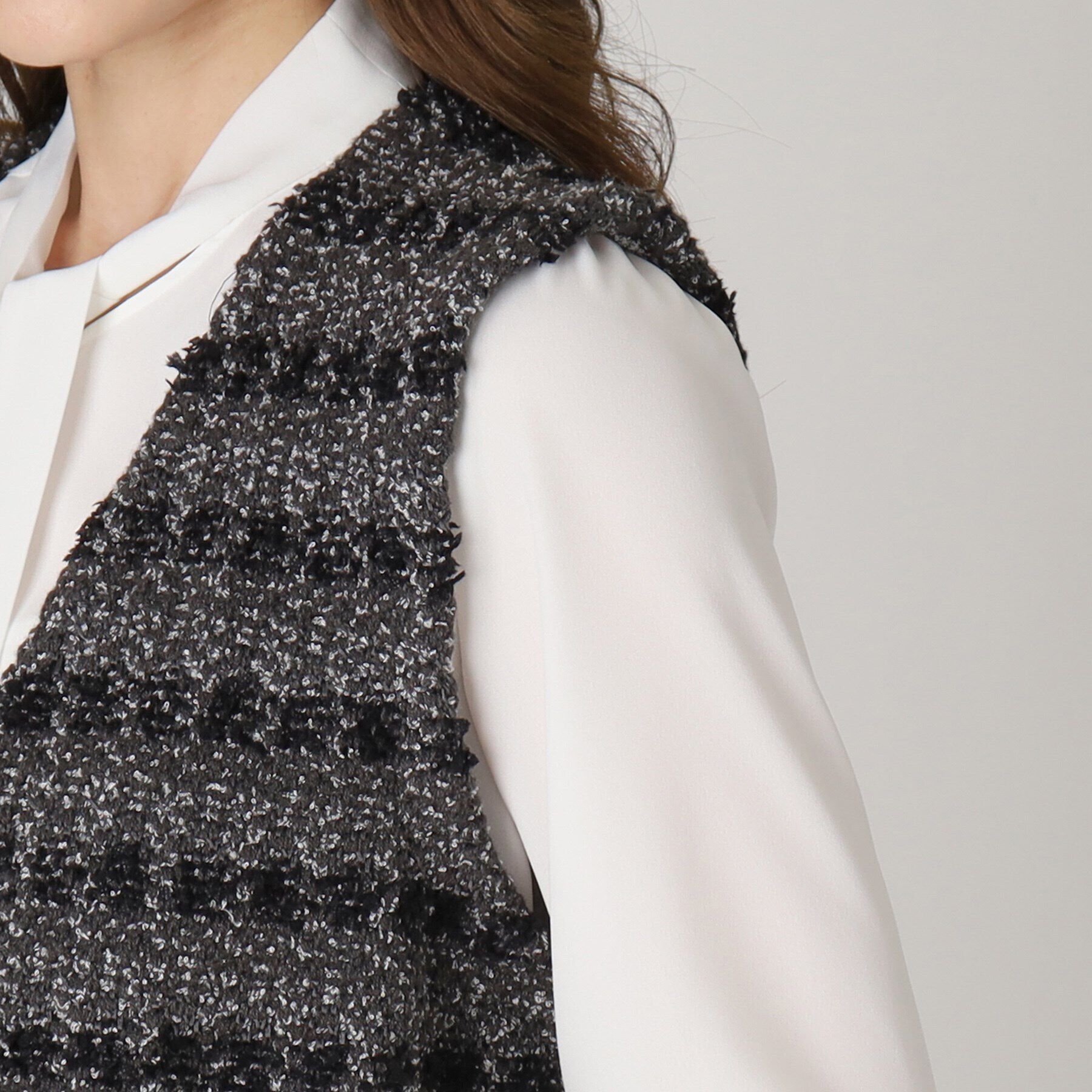 COUP DE CHANCE「【洗える】ツイード柄ニットジレ」|ベスト・ジレ|