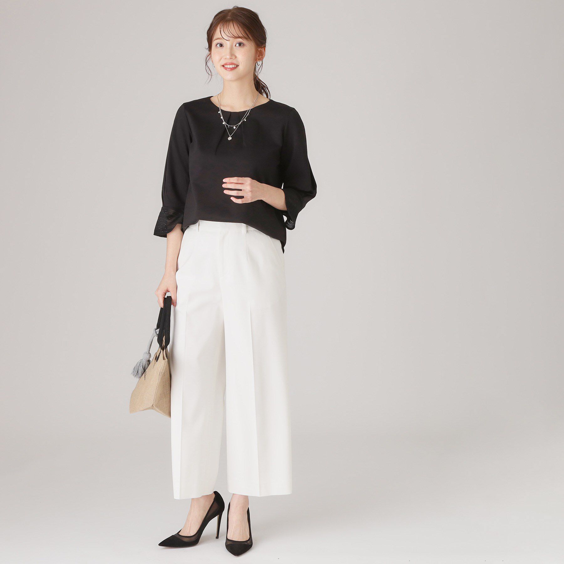 COUP DE CHANCE「【洗える／日本製／きれいめジャージ素材】レース使いプルオーバー」|シャツ・ブラウス|