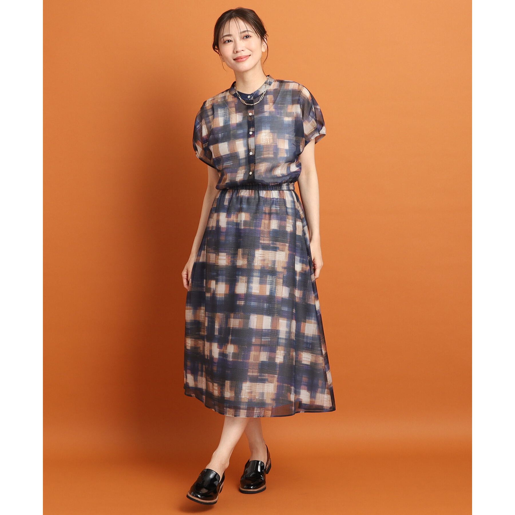 Reflect「【マシンウォッシュ可／ウエスト総ゴム／セットアップ可能】シアーチェックスカート」|スカート|