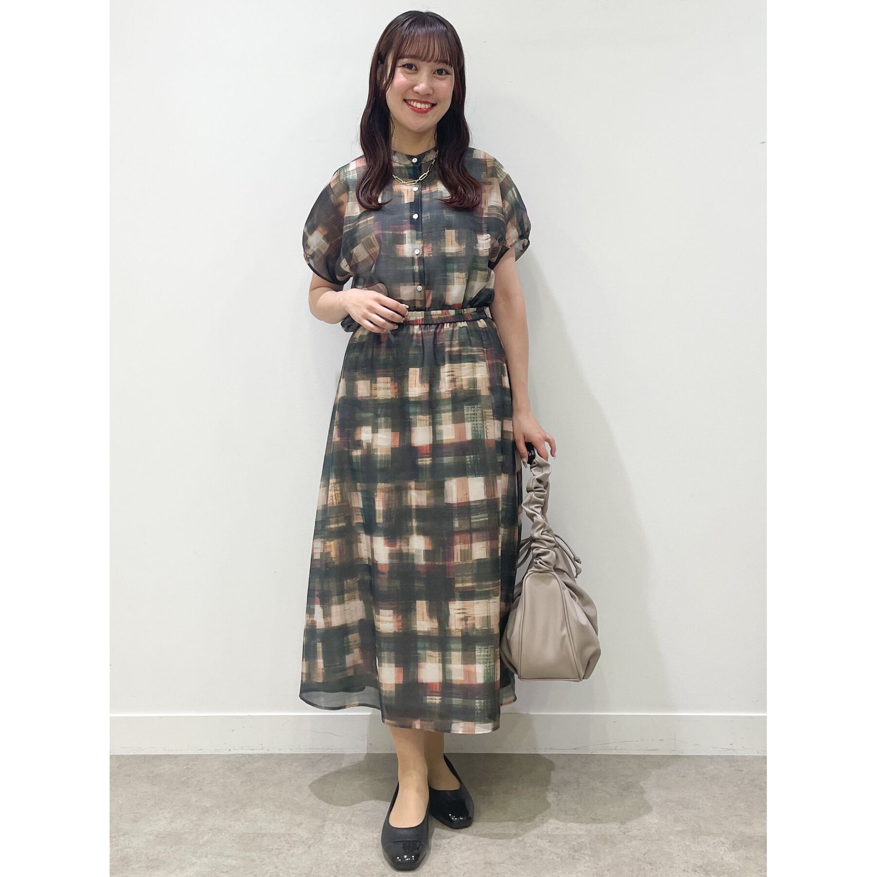 Reflect「【マシンウォッシュ可／ウエスト総ゴム／セットアップ可能】シアーチェックスカート」|スカート|