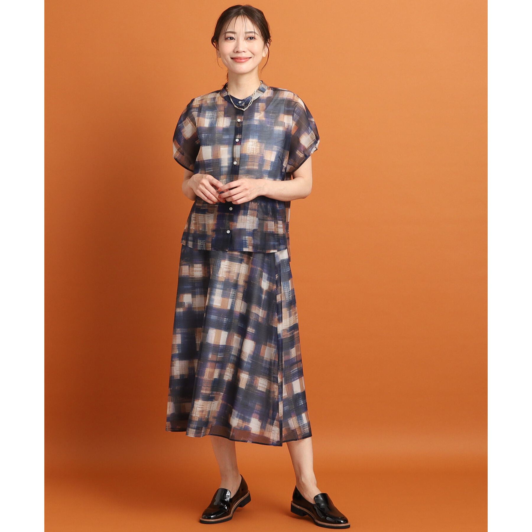 Reflect「【マシンウォッシュ可／ウエスト総ゴム／セットアップ可能】シアーチェックスカート」|スカート|