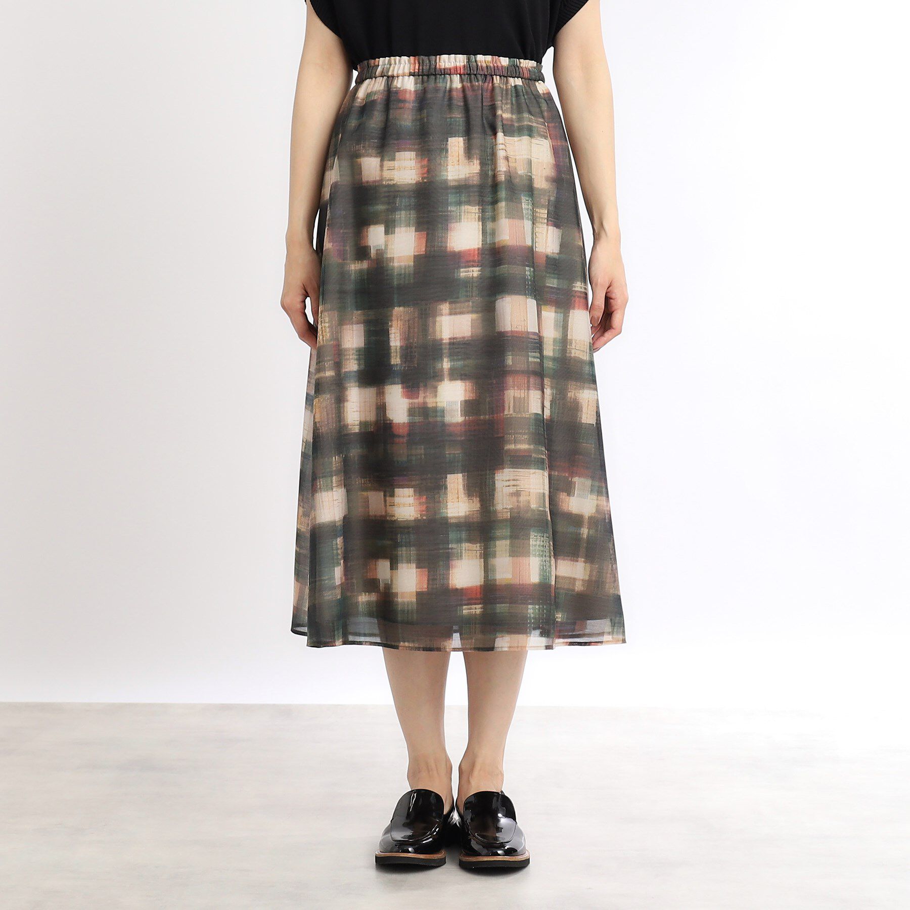 Reflect「【マシンウォッシュ可／ウエスト総ゴム／セットアップ可能】シアーチェックスカート」|スカート|