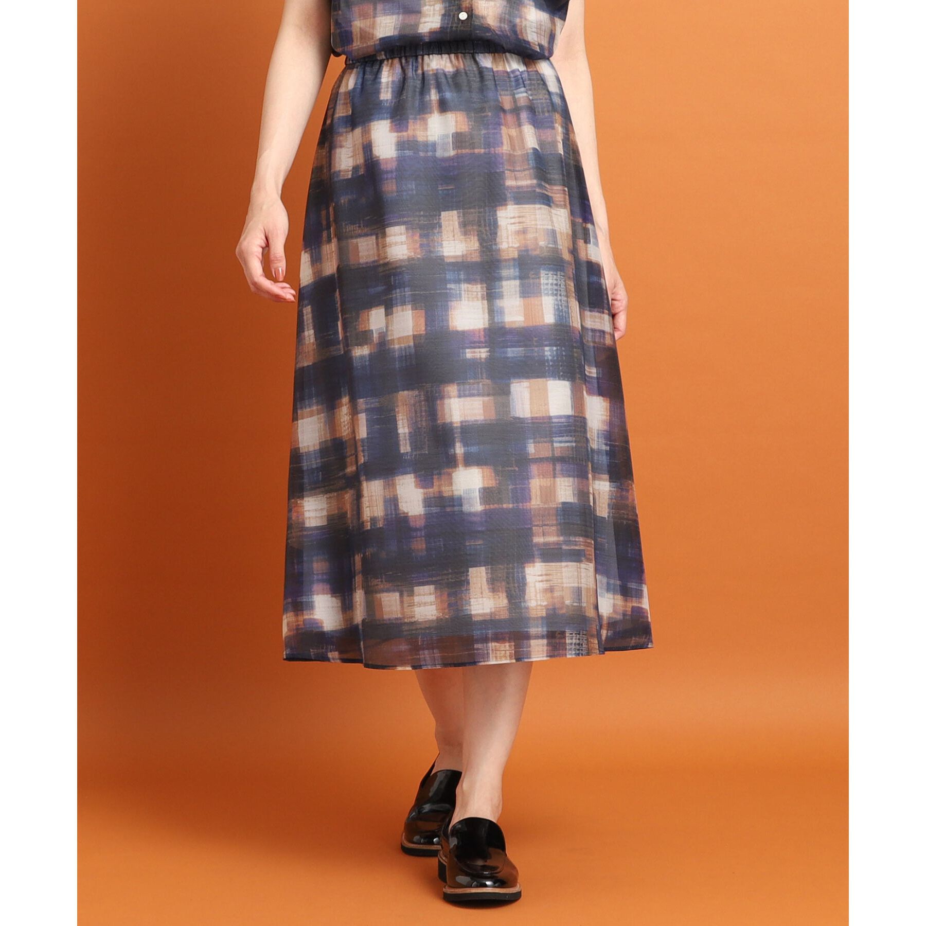 Reflect「【マシンウォッシュ可／ウエスト総ゴム／セットアップ可能】シアーチェックスカート」|スカート|