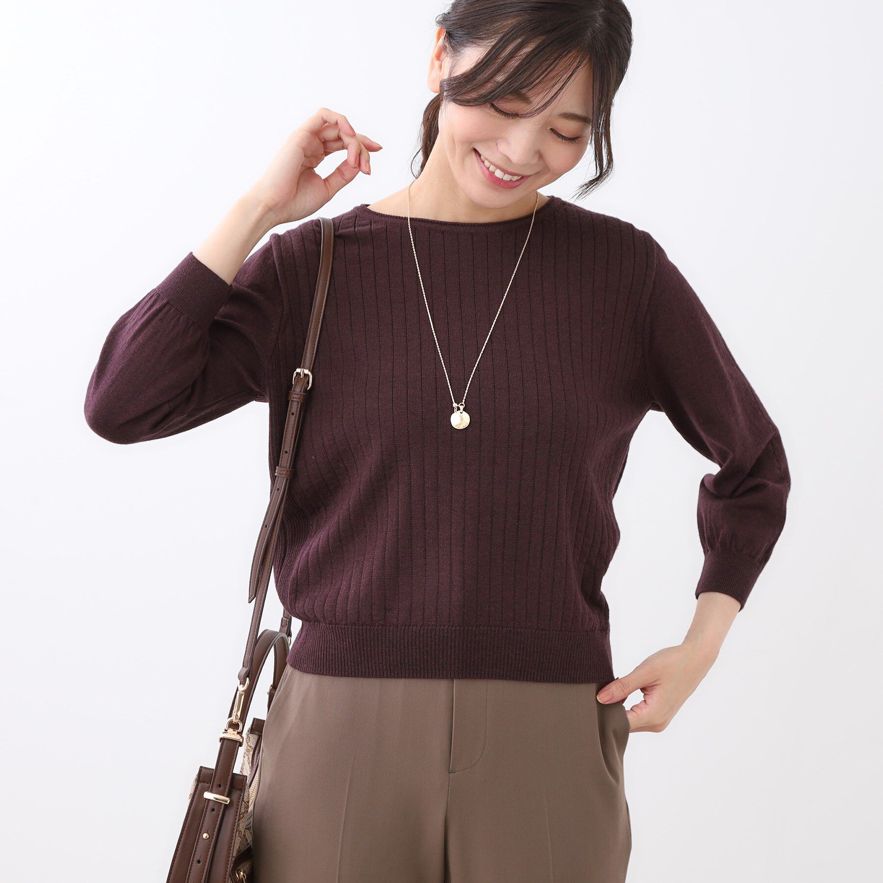 Reflect「【WEB先行カラーあり／インナーにおすすめ◎／アンサンブル可】すっきり見え縦編み柄ニット」|ニット・セーター|