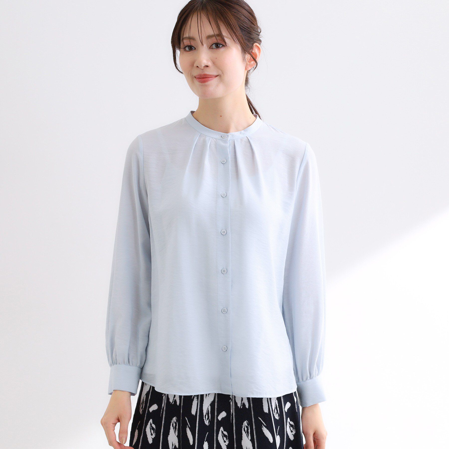 Reflect「【ボウタイ取り外し可】ボウタイ付きバンドカラーブラウス」|シャツ・ブラウス|