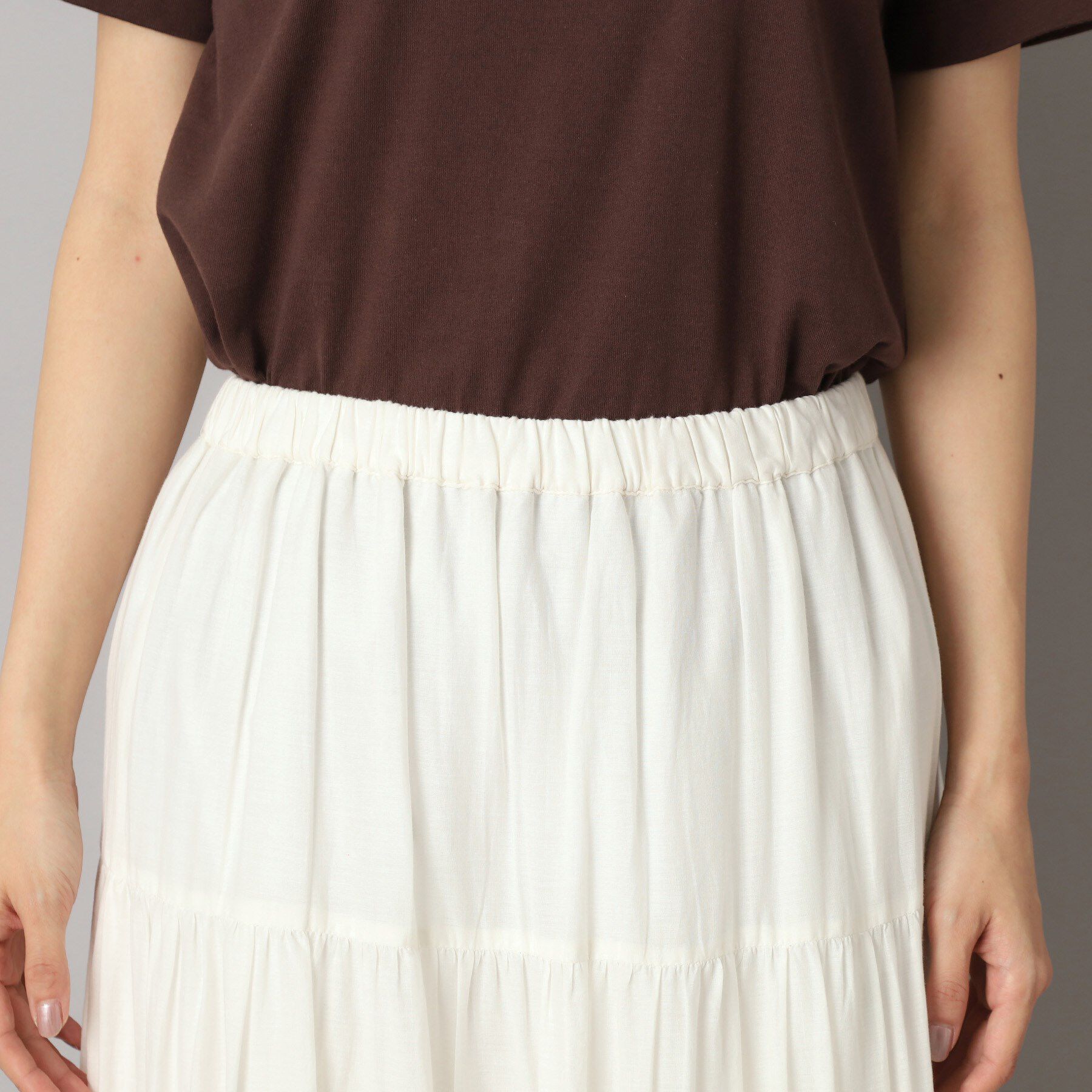 DRESSTERIOR「【大人百花春号掲載 モデル美香さん着用】洗える/コットンボイルティアードスカート」|スカート|