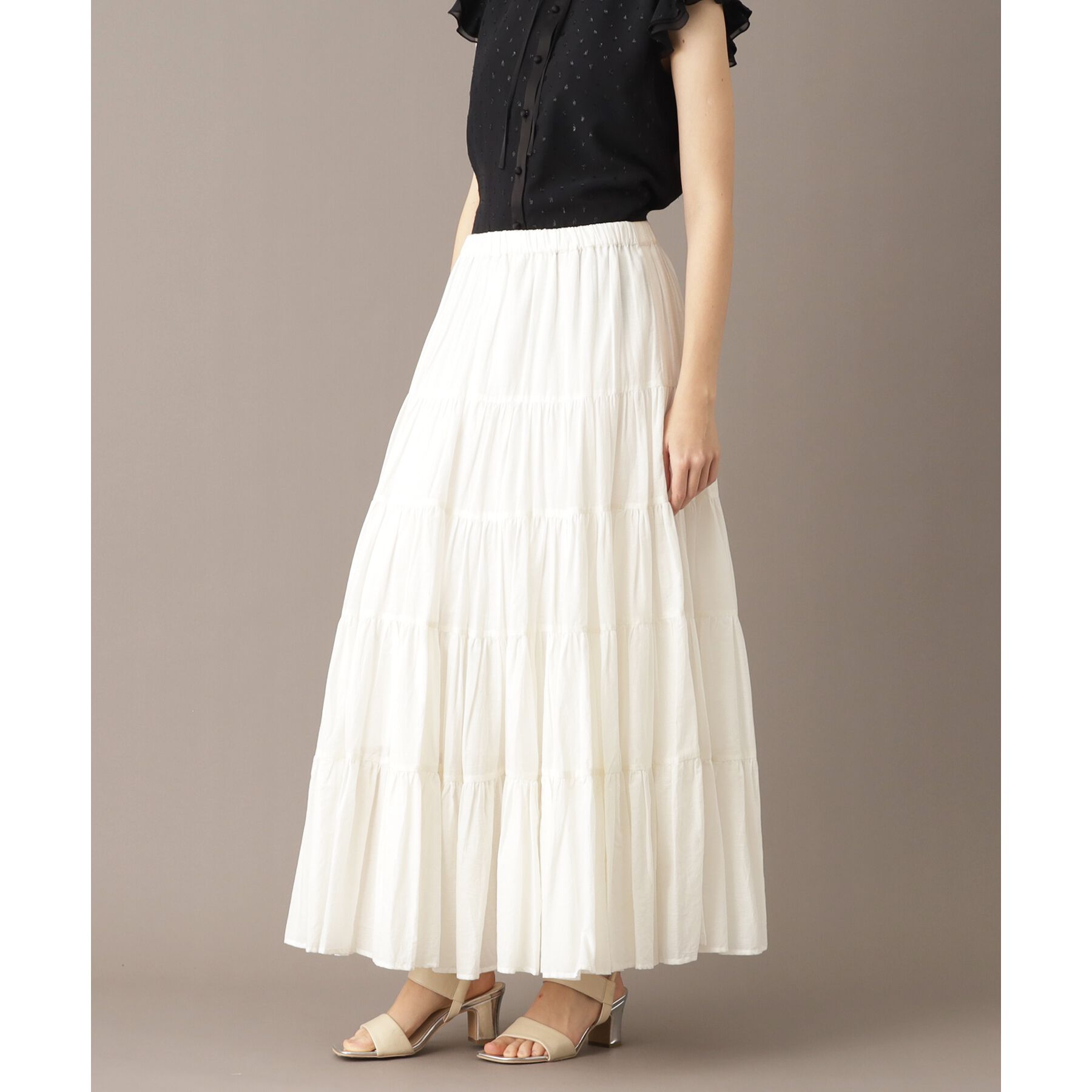 DRESSTERIOR「【大人百花春号掲載 モデル美香さん着用】洗える/コットンボイルティアードスカート」|スカート|