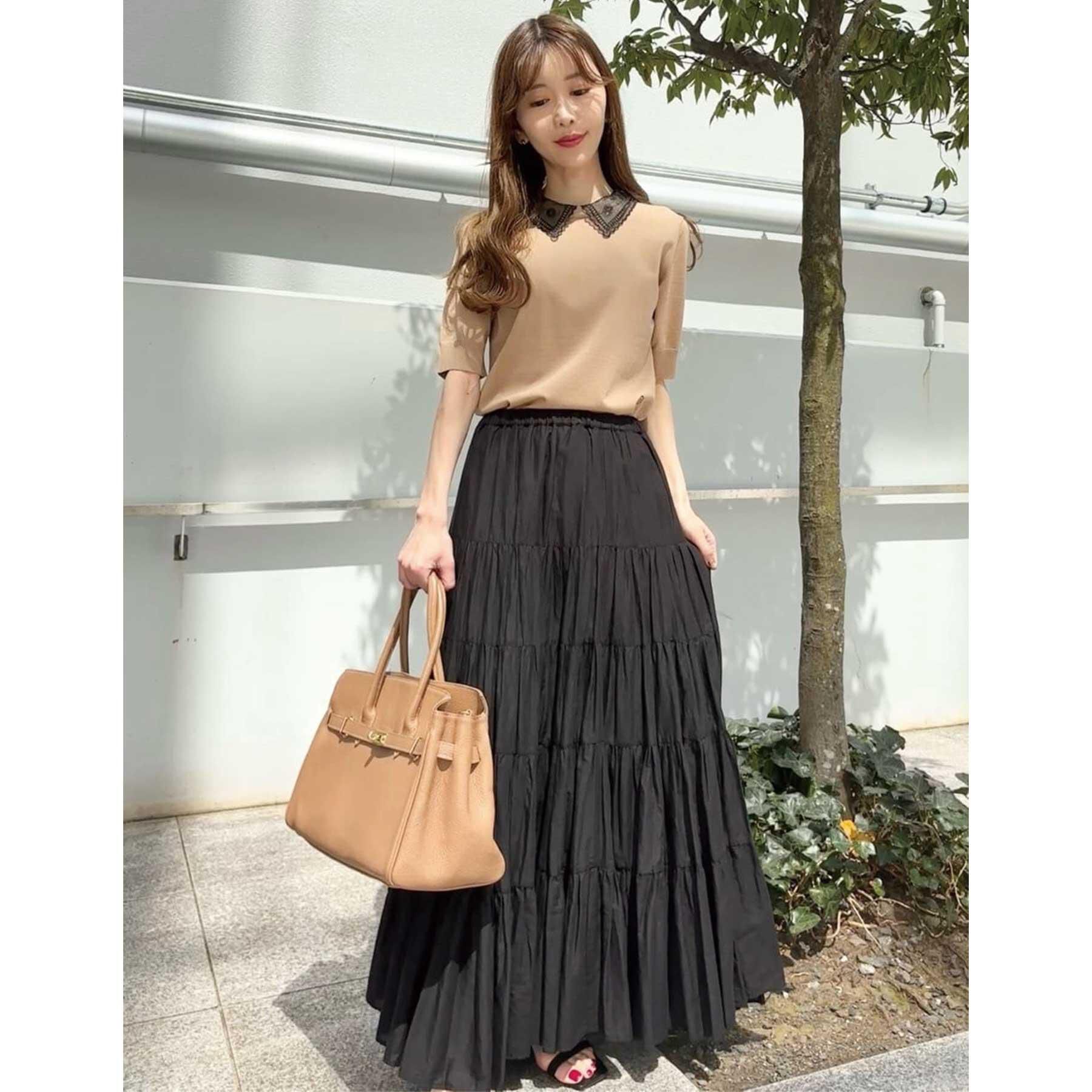 DRESSTERIOR「【大人百花春号掲載 モデル美香さん着用】洗える/コットンボイルティアードスカート」|スカート|