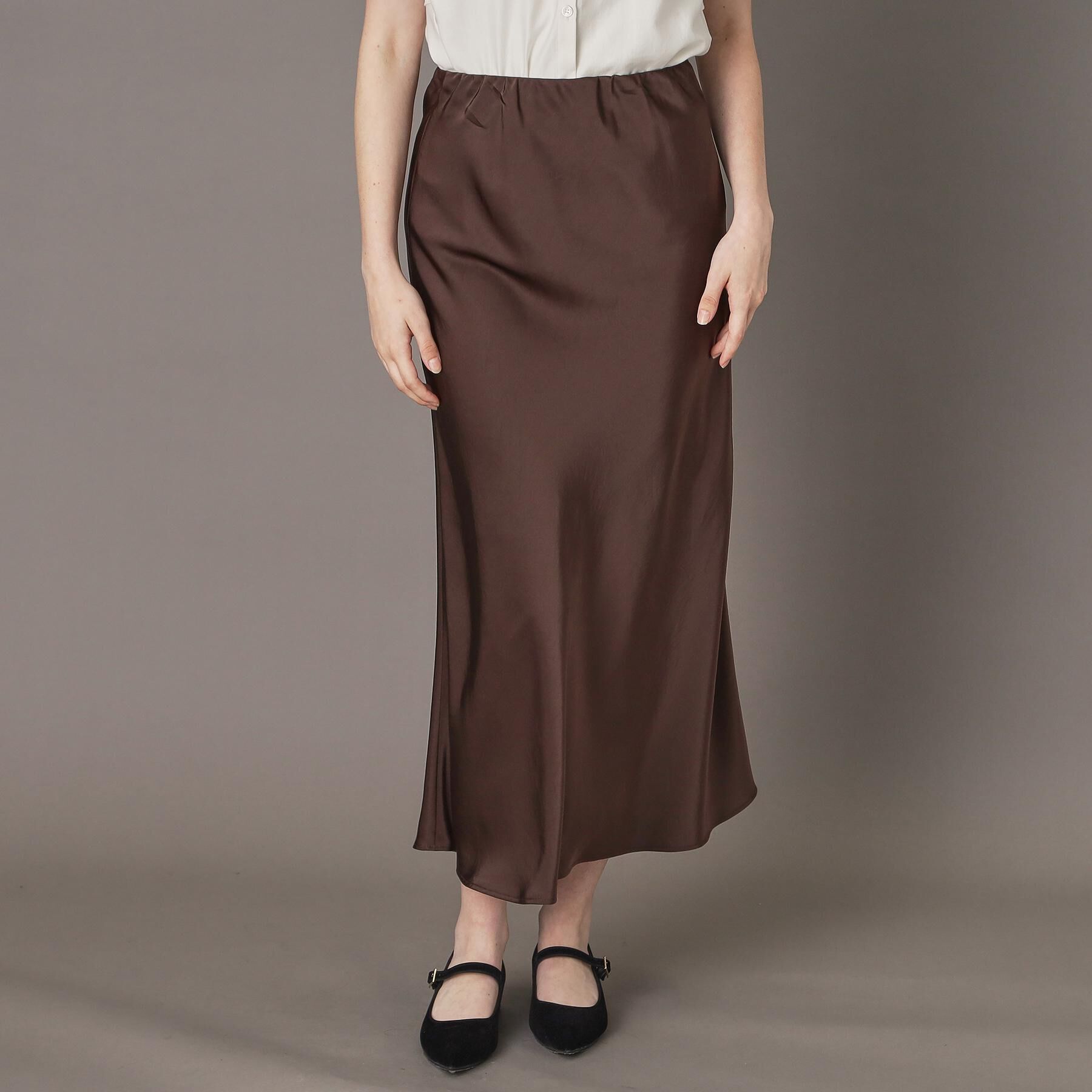 DRESSTERIOR「【CLASSY.12月号掲載】ストレッチヴィンテージサテンナロースカート」|スカート|