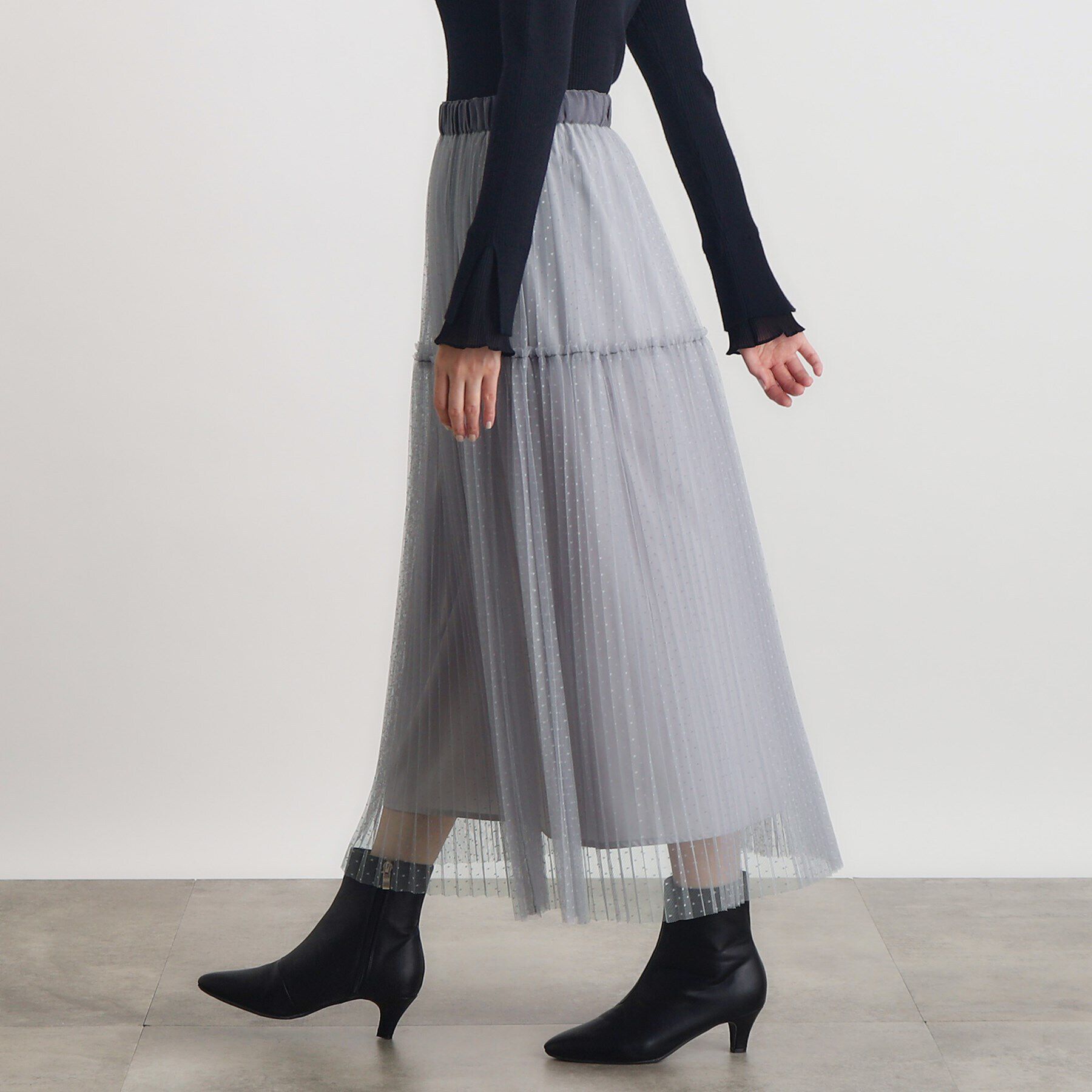 grove「ドットチュールプリーツスカート」|スカート|