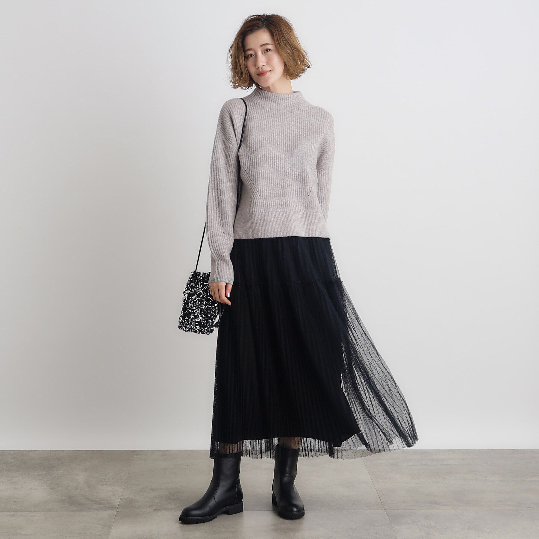 grove「ドットチュールプリーツスカート」|スカート|