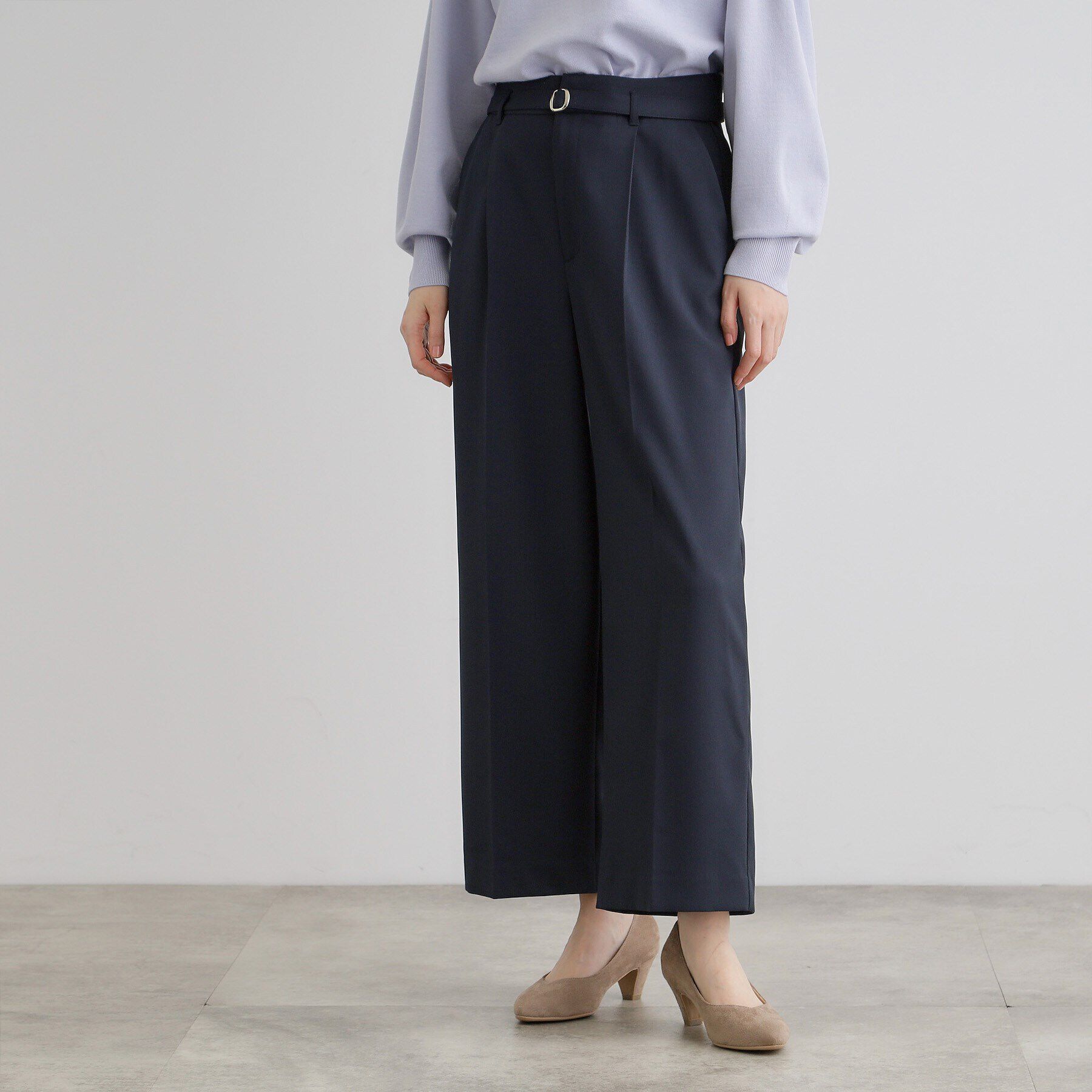 grove「【雑誌掲載】バックルベルトクロップドワイドパンツ」|その他|ネイビー(094)