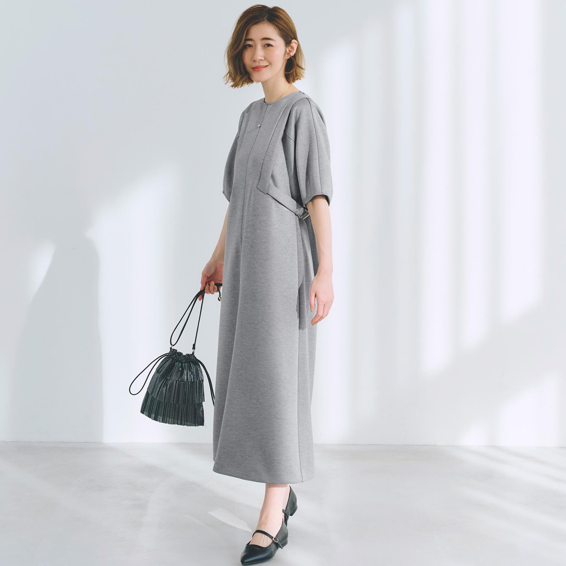 grove「ポンチジャージマキシワンピ」|ワンピース|グレー(012)